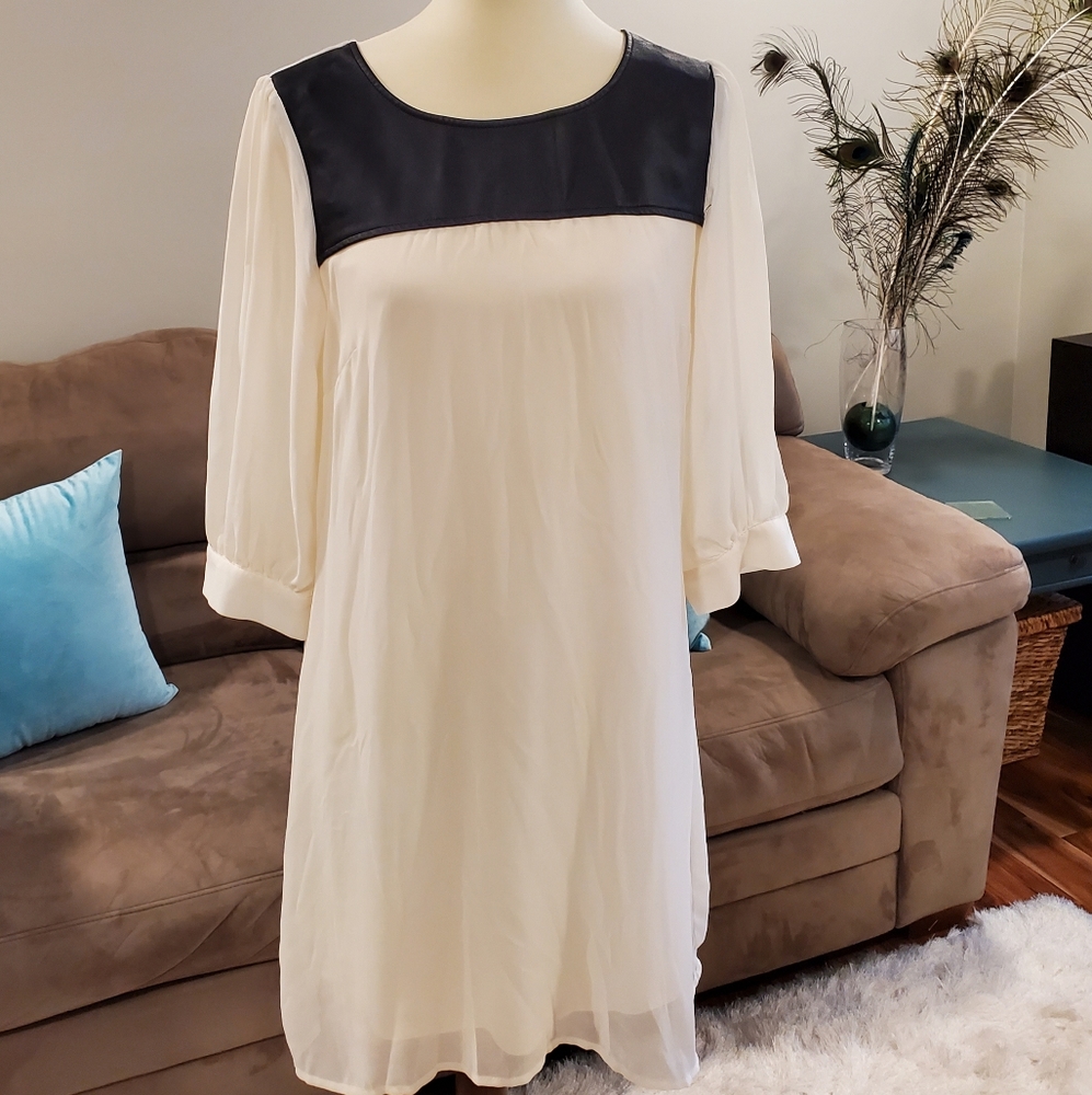 Ivory & Faux Leather Dress